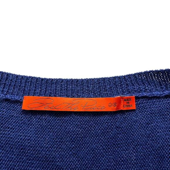 Feel the Piece Alpaca Blend Women’s Pullover Sweater Sz O/S Blue Dolmen Sleeves - Picture 2 of 10